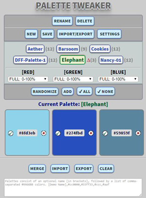 Screenshot of Palette Tweaker Color Palette Tool